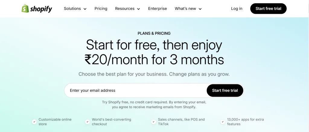 shopify pricing