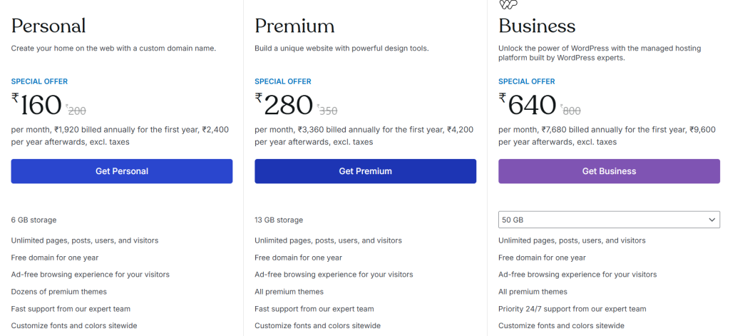 wordpress pricing