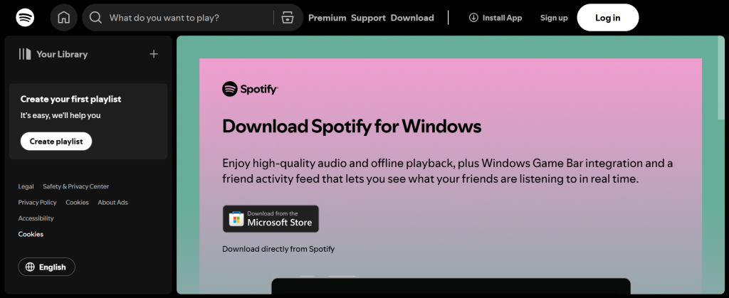 spotify homepage