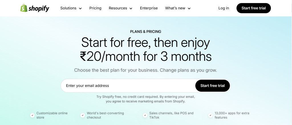 shopify pricing