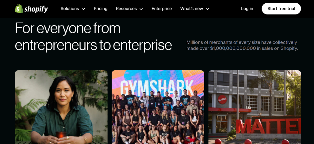 shopify homepage